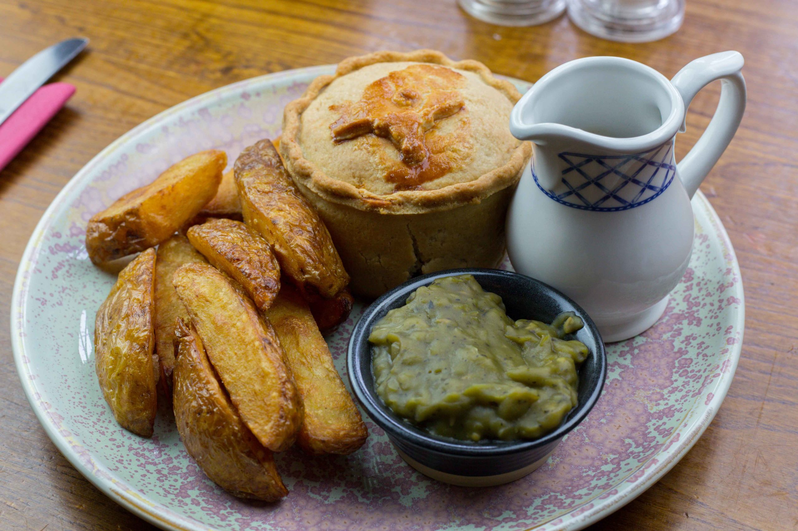 Pie with chips, gravy and mushy peas at The Crown &amp; Anchor 1