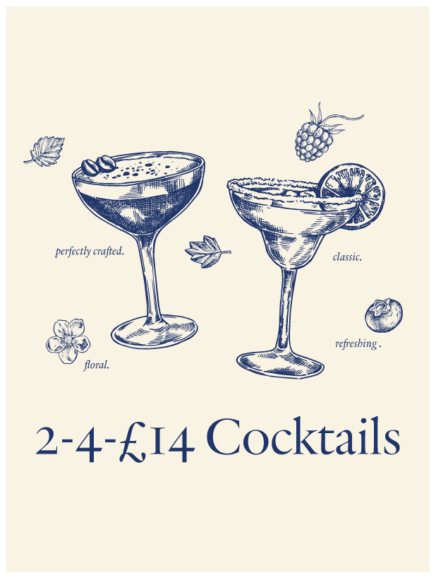 Friday Drink Offer at The Crown and Anchor. Delicious coktails 2-4-£14 Cocktails_What's On